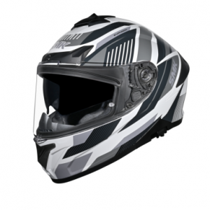 CASCO INTEGRAL SMK TYPHOON SPARKO BLANCO GRIS BRILLO