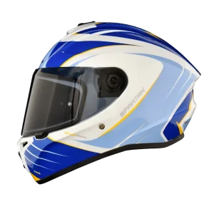 Casco Spartan Draken Methane Blanco Azul Brillo M