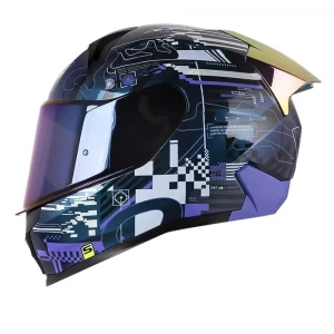 Casco Shaft 560 Evo Circuit Camaleón Morado Visor Iridium Azul
