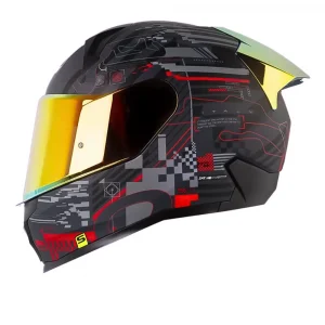 Casco Shaft 560 Evo Circuit Gris Rojo Visor Revo Rojo