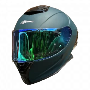 CASCO XTRONG XTR-820 SET VERDE-OSCURO MATE SP NEGRO-BRILLO VISOR REVO-VERDE
