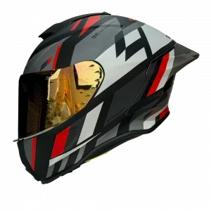 CASCO XTRONG XTR-820 MANJA NEGRO-ROJO MATE VISOR ROJO
