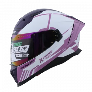 CASCO XTRONG XTR-M69 BLANCO-MORADO BRILLO VISOR MORADO M