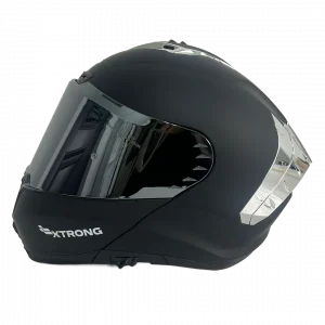 CASCO XTRONG XTR-918NEGRO MATE SP PLATEADO-CROMADO VISOR PLATEADO