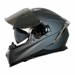 CASCO XTRONG XTR-M69 GRIS MATE SP PLATEADO-CROMADO VISOR REVO-PLATEADO XL